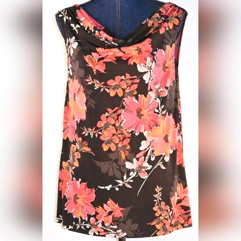 Croft & Barrow Floral Sleeveless  Blouse size XL. Floral Pattern In Orange, Pink